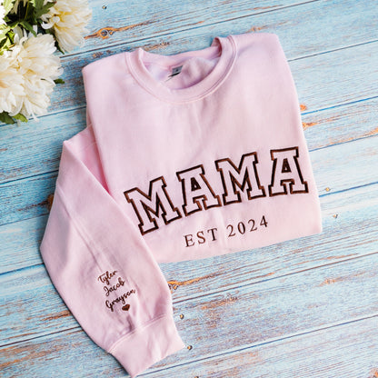Custom Embroidered Mama/Grandma Family Names Sweatshirt