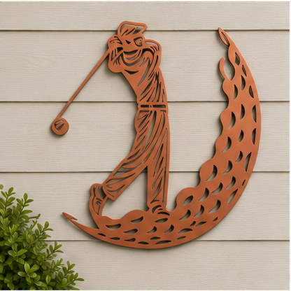 Golfer Silhouette Metal Wall Art