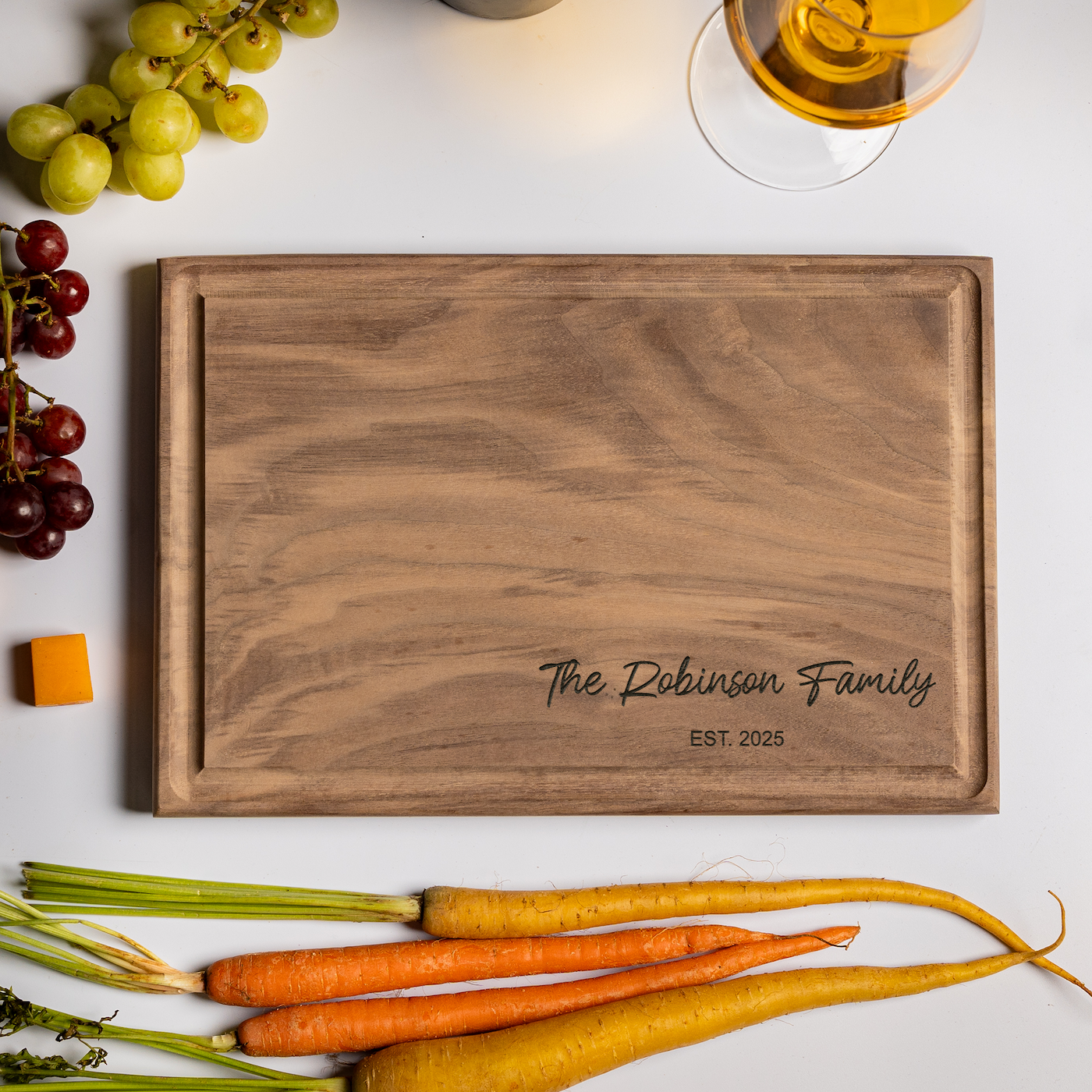 Customized Rectangle Cutting Boards - Elegant Name & Date Designs Bottom Right