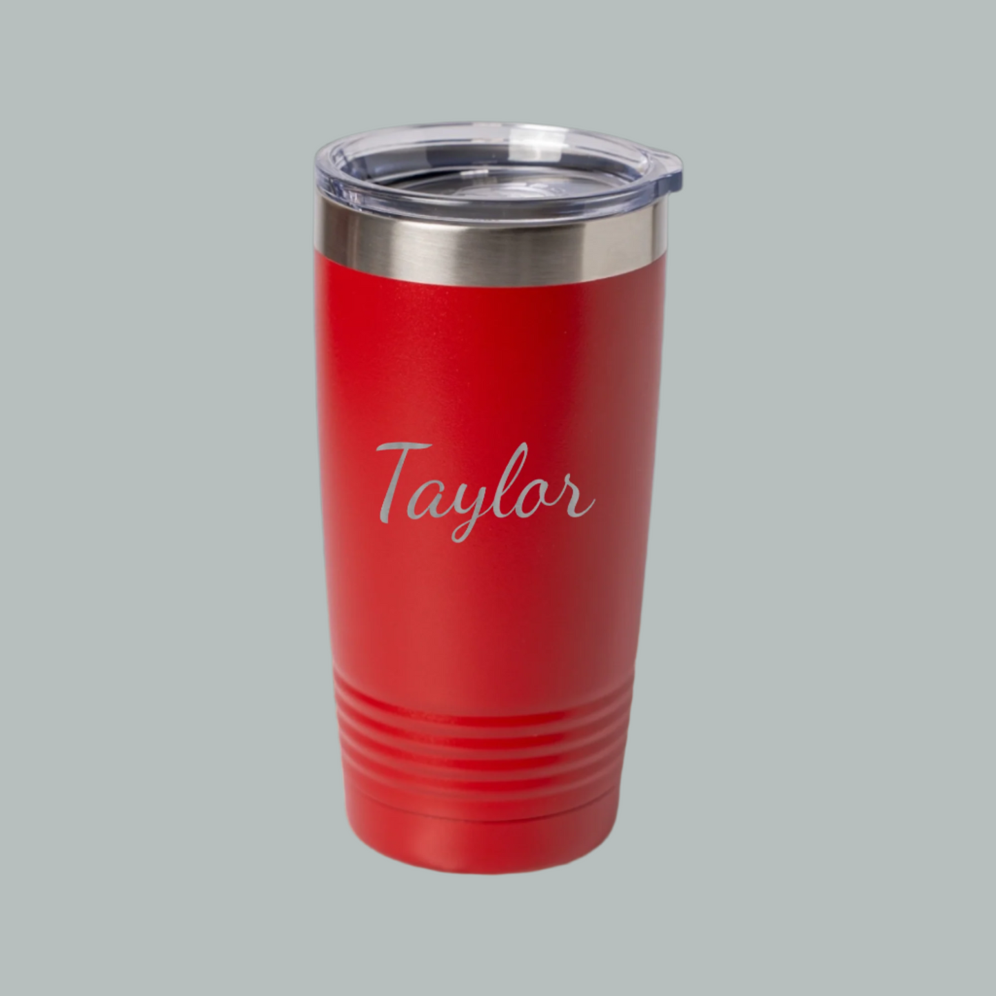 Customized Engraved 20oz Tumbler with Silver Lip - Script