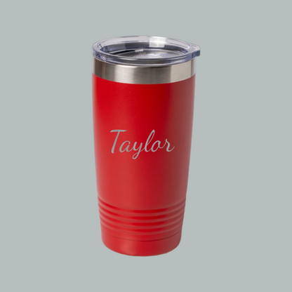 Customized Engraved 20oz Tumbler with Silver Lip - Script