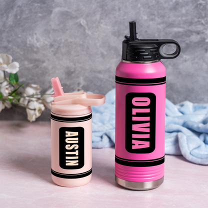 Customized Kids Color Crayon Water Bottle Tumblers