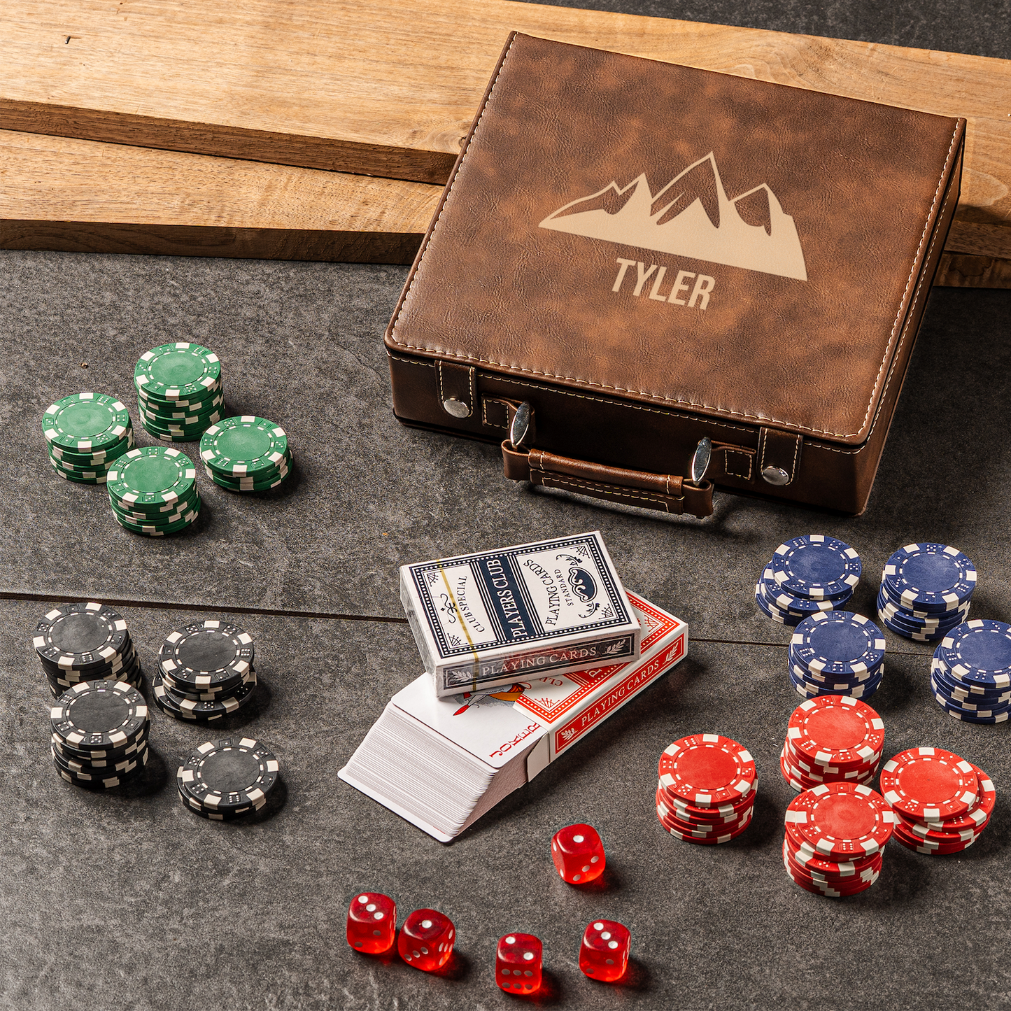 Customized Rustic Poker Set