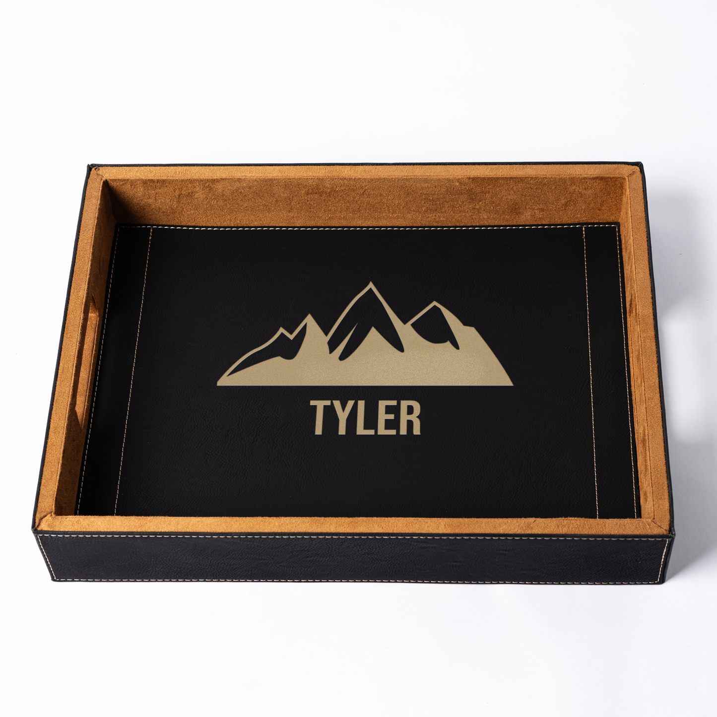 Customized Black Vegan Leather Serving Tray