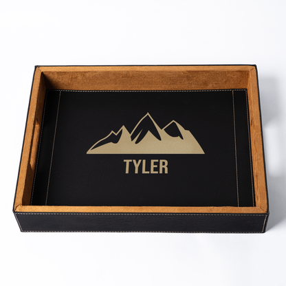 Customized Black Vegan Leather Serving Tray
