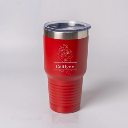 Customized 30oz Tumblers with Split Birth Flower