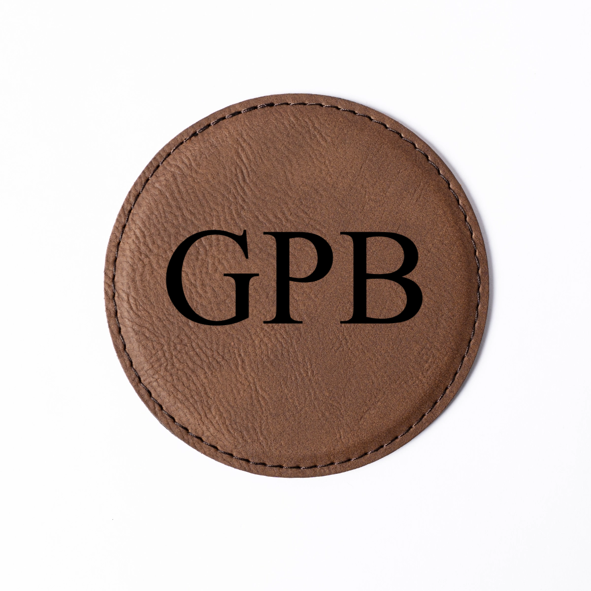 Customized Dark Brown Leather Round Coaster Set
