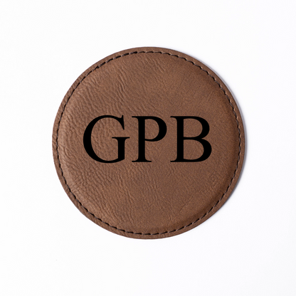 Customized Dark Brown Leather Round Coaster Set