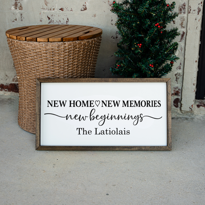 Customized New Home New Beginnings Wooden Sign