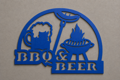 BBQ and Beer Metal Sign