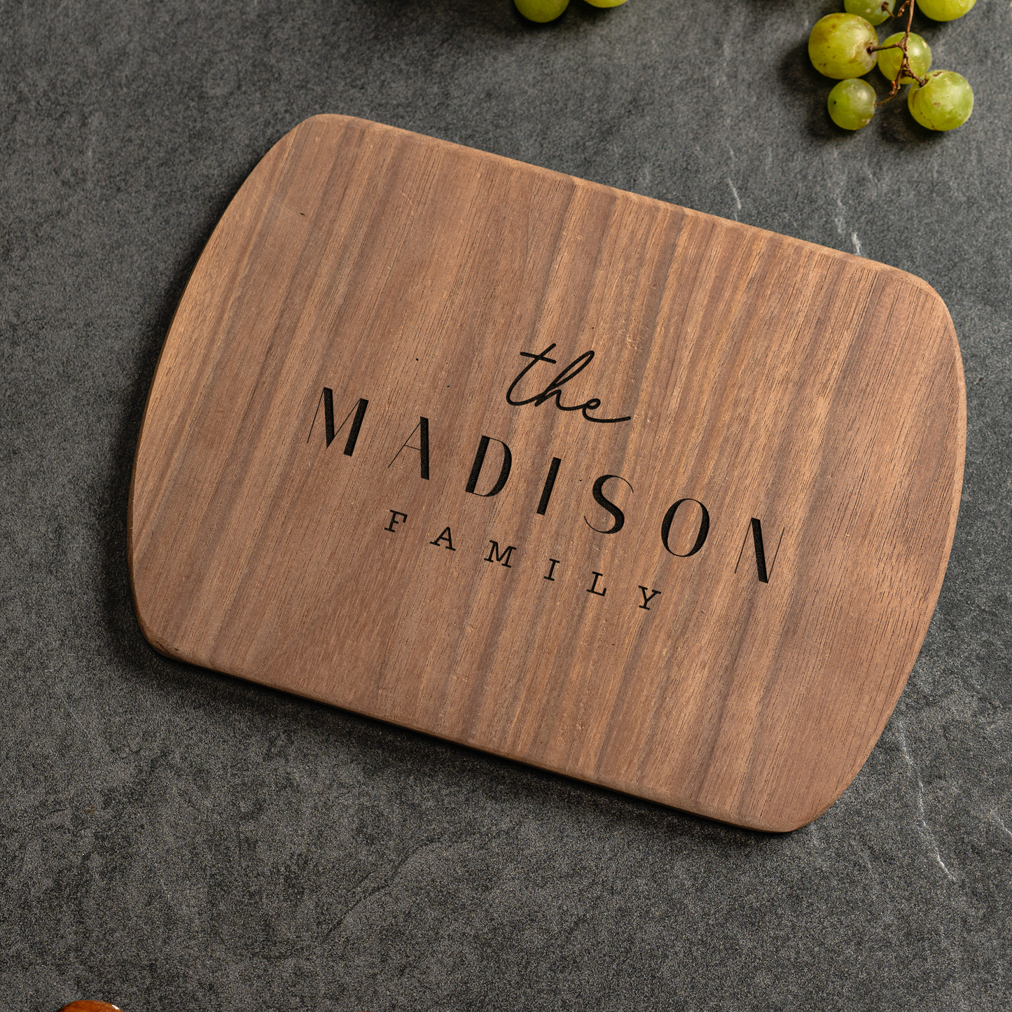 Customized Thin Oval Cutting Boards - Elegant Name & Date Designs