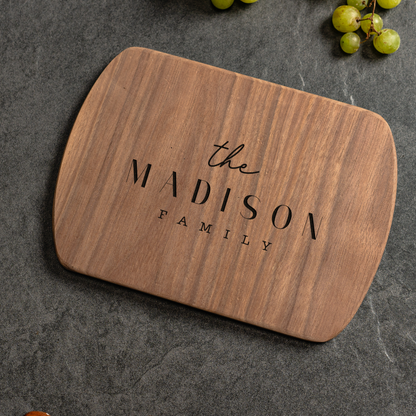 Customized Thin Oval Cutting Boards - Elegant Name & Date Designs