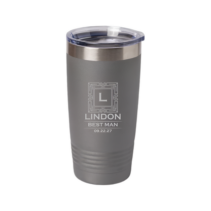 Customized 20oz Tumbler with Silver Lip - Groomsmen, Bridesmaids, Best Man