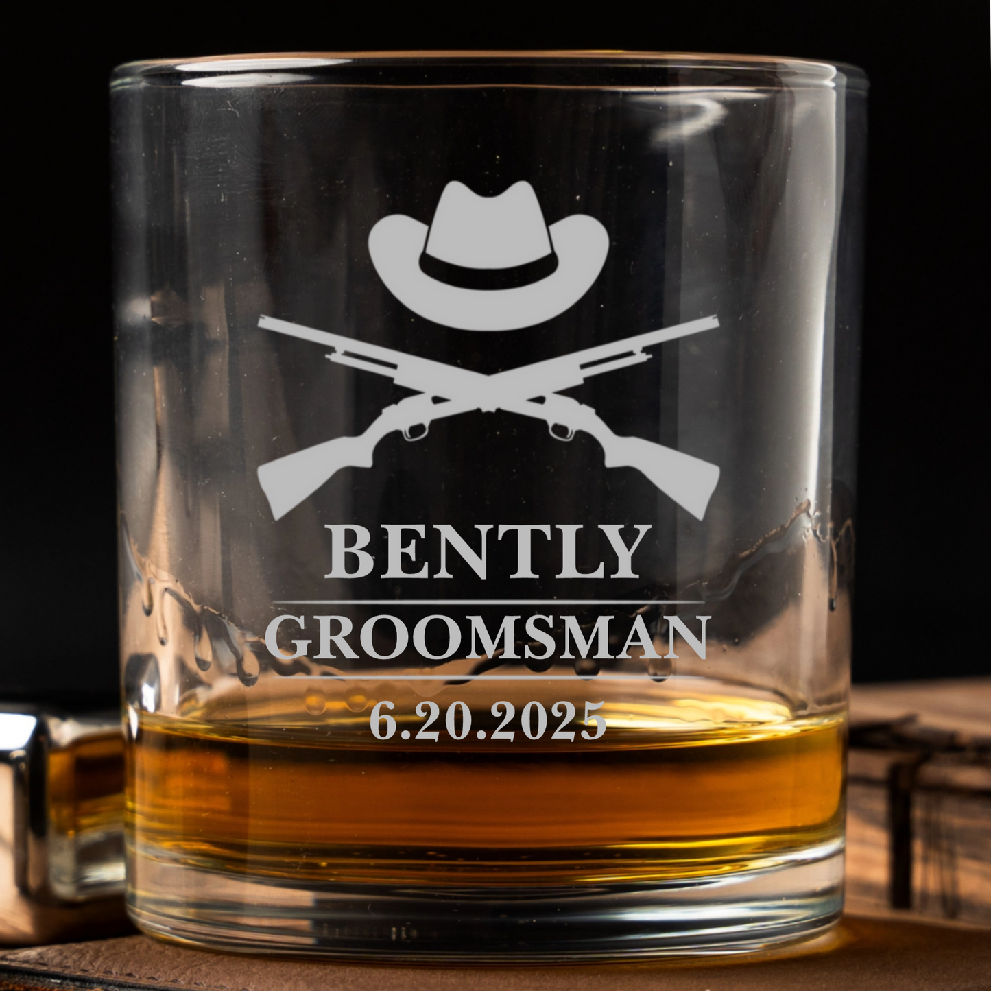 Custom Lowball Whiskey Glass - Groomsmen, Bridesmaids, Best Man