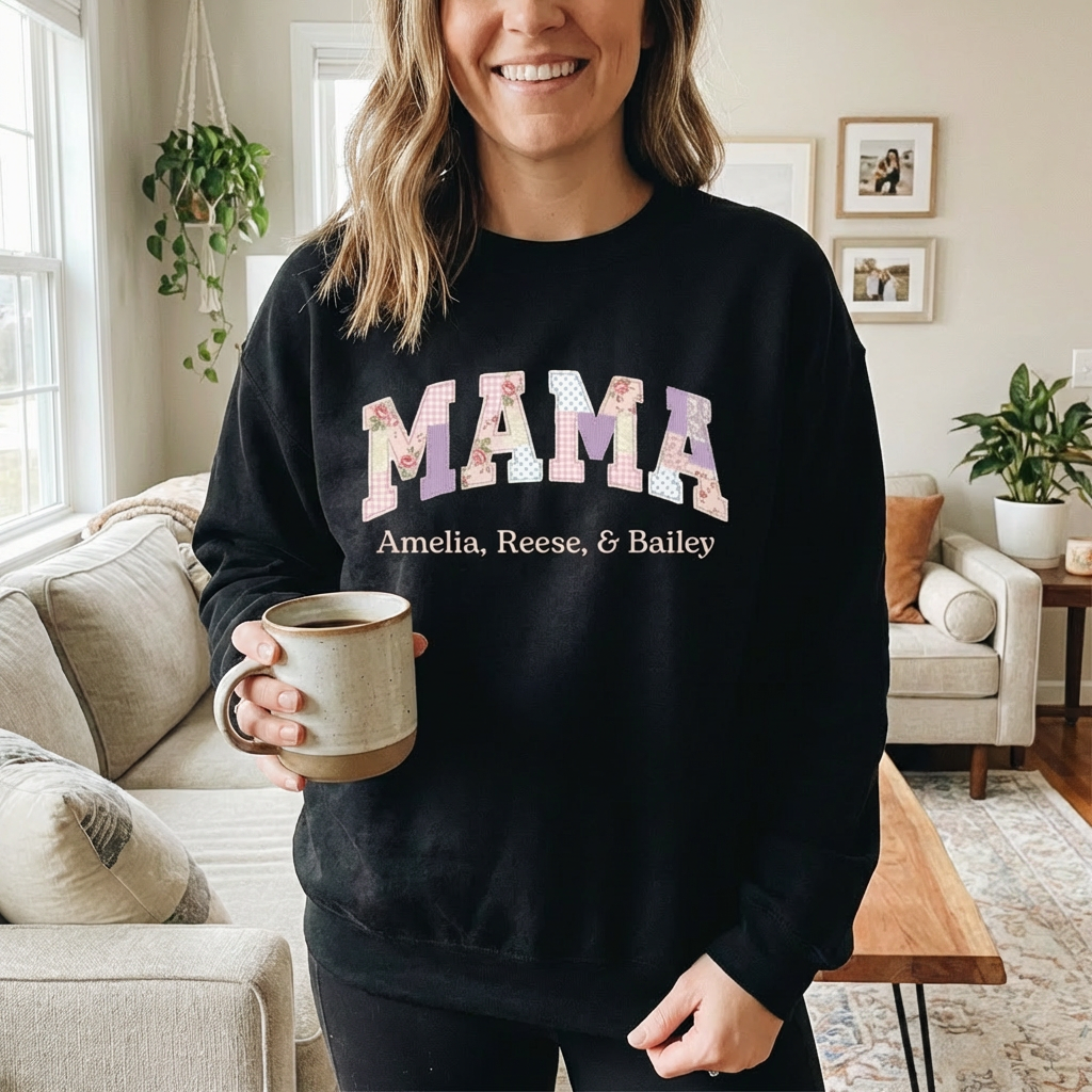 Customized Patchwork "MAMA" Crewneck