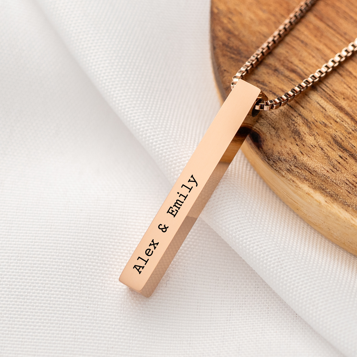 Custom Engraved Vertical Bar Necklace