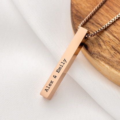Custom Engraved Vertical Bar Necklace