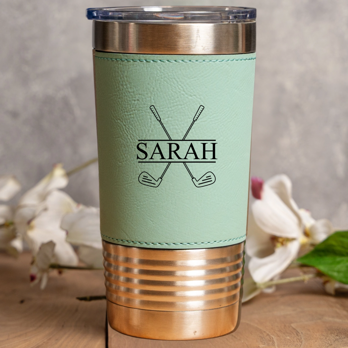 Customized Leather Wrapped Stainless Golf Tumblers