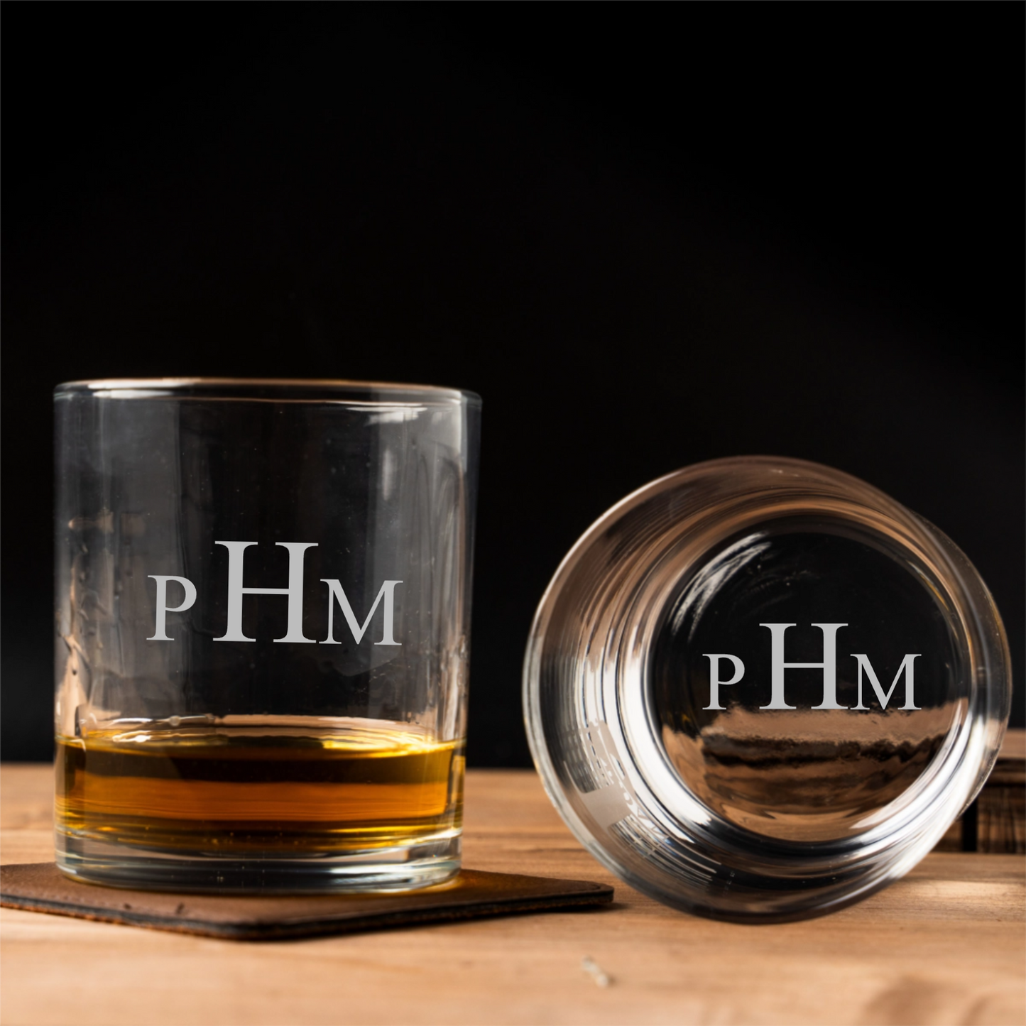 Custom Whiskey Glass Front & Bottom