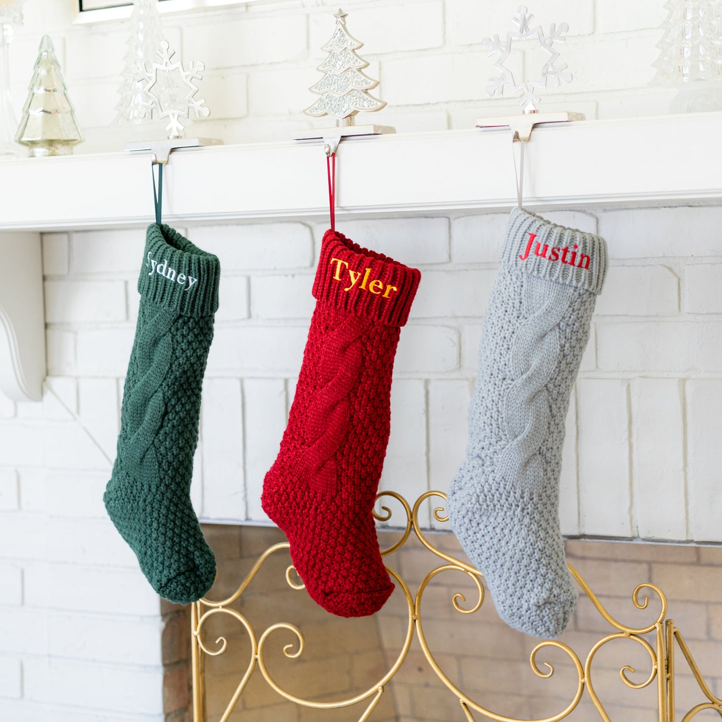 Custom Embroidered Cable Knit Christmas Stockings