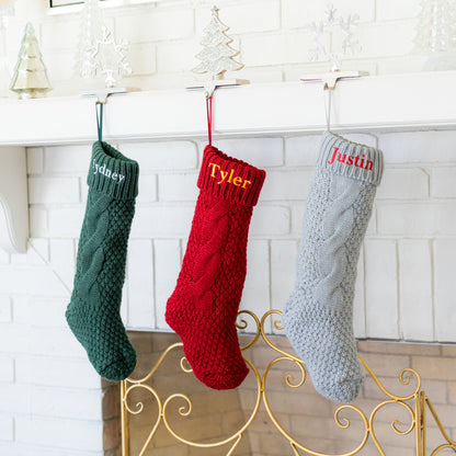 Custom Embroidered Cable Knit Christmas Stockings