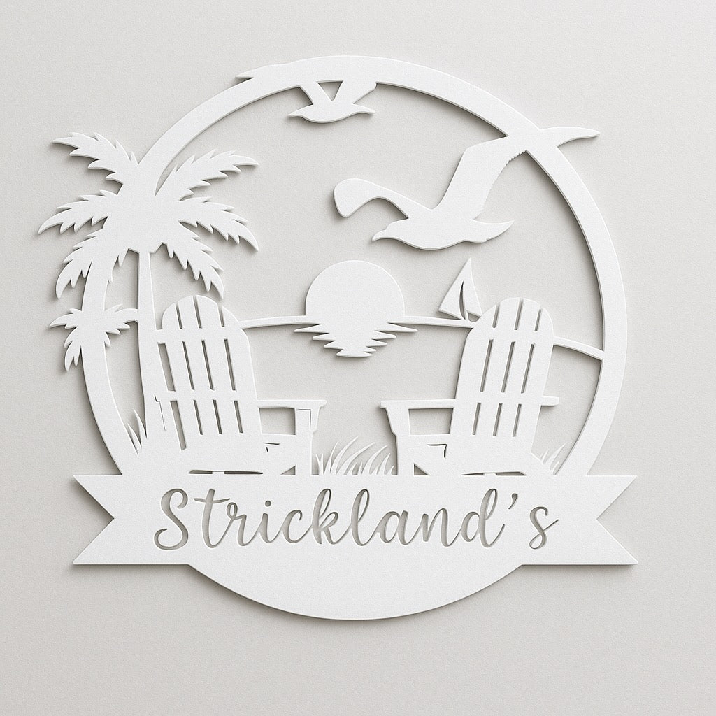 Customized Metal Sign Beach Design
