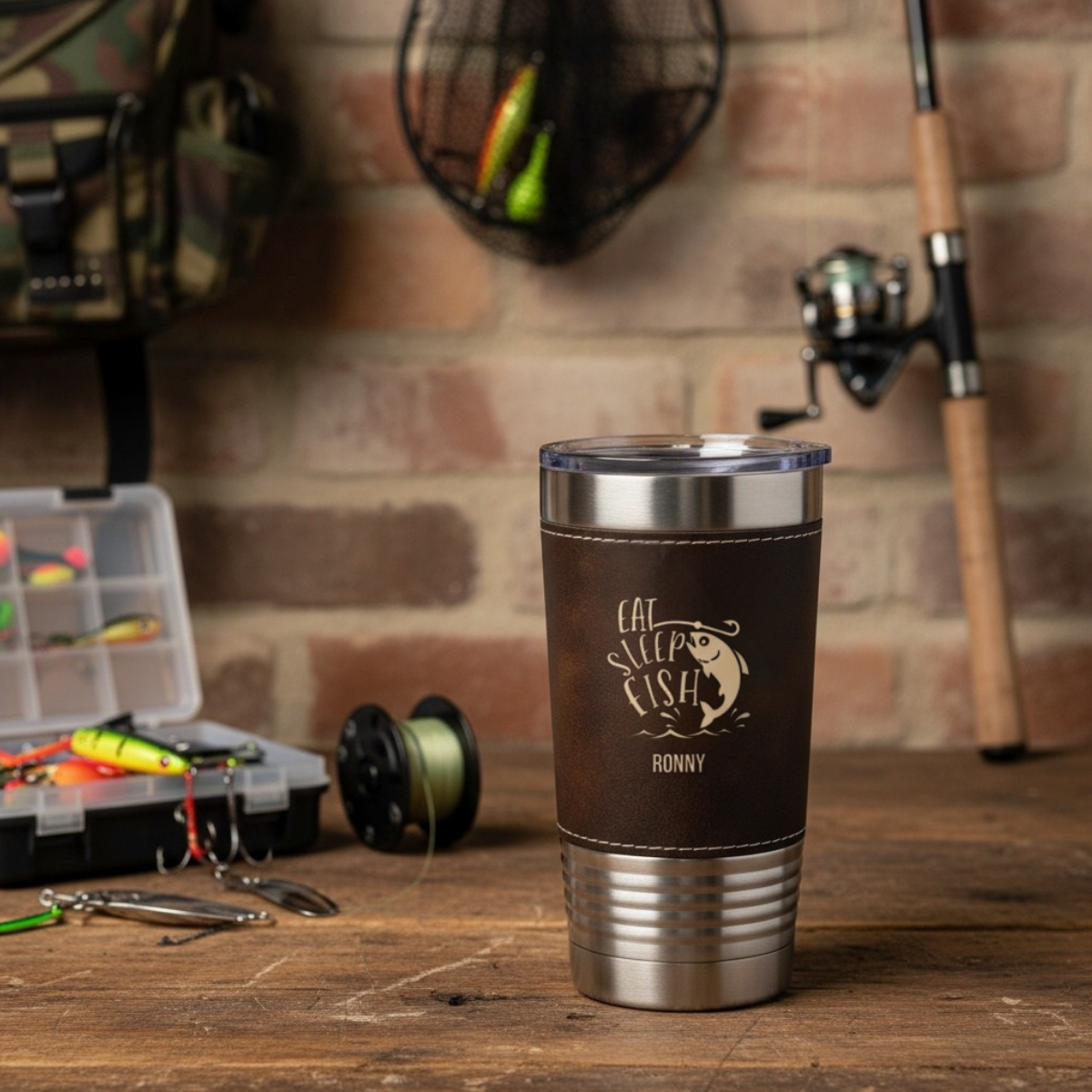 Fishing Designs Leather Wrapped Tumblers