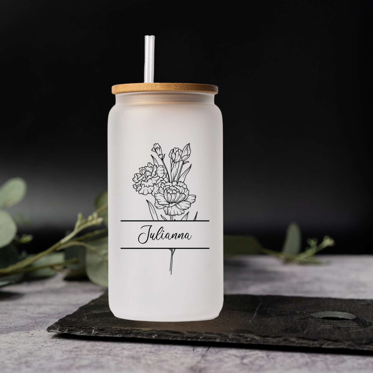 Customized Split Birth Flower Glass Cans