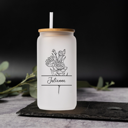 Customized Split Birth Flower Glass Cans