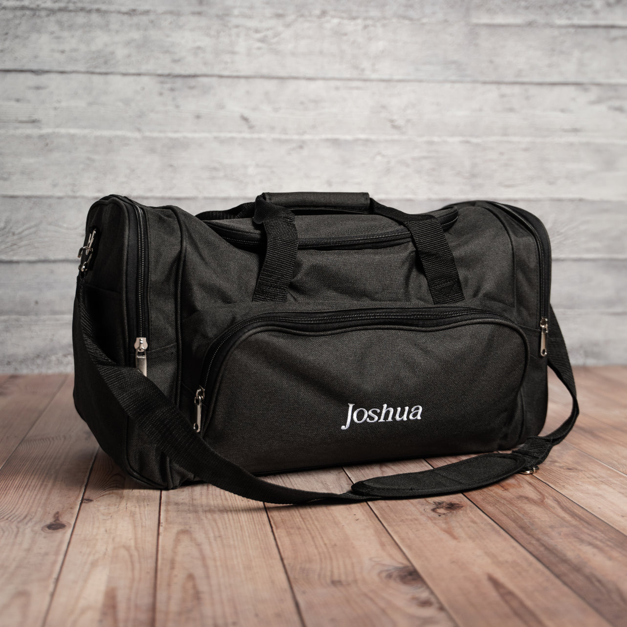 Customized Embroidered Black Duffle Bag