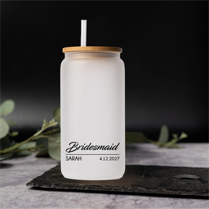 Customized Glass Cans - Groomsmen, Bridesmaids, Best Man
