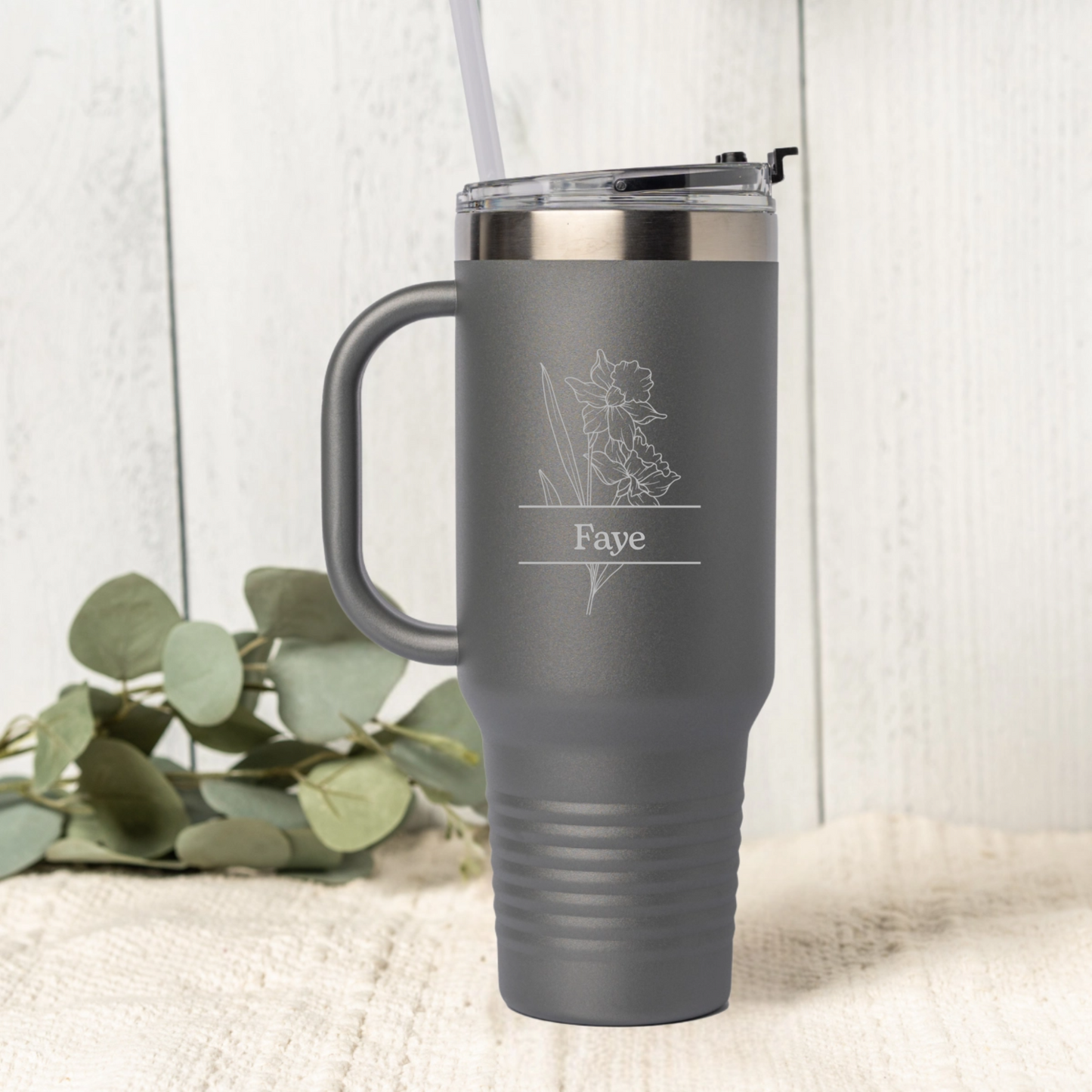 Customized 40oz Split Birth Flower Tumbler