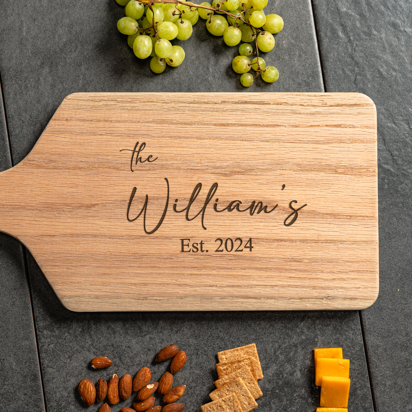 Customized Large Paddle Cutting Boards - Elegant Name & Date Designs
