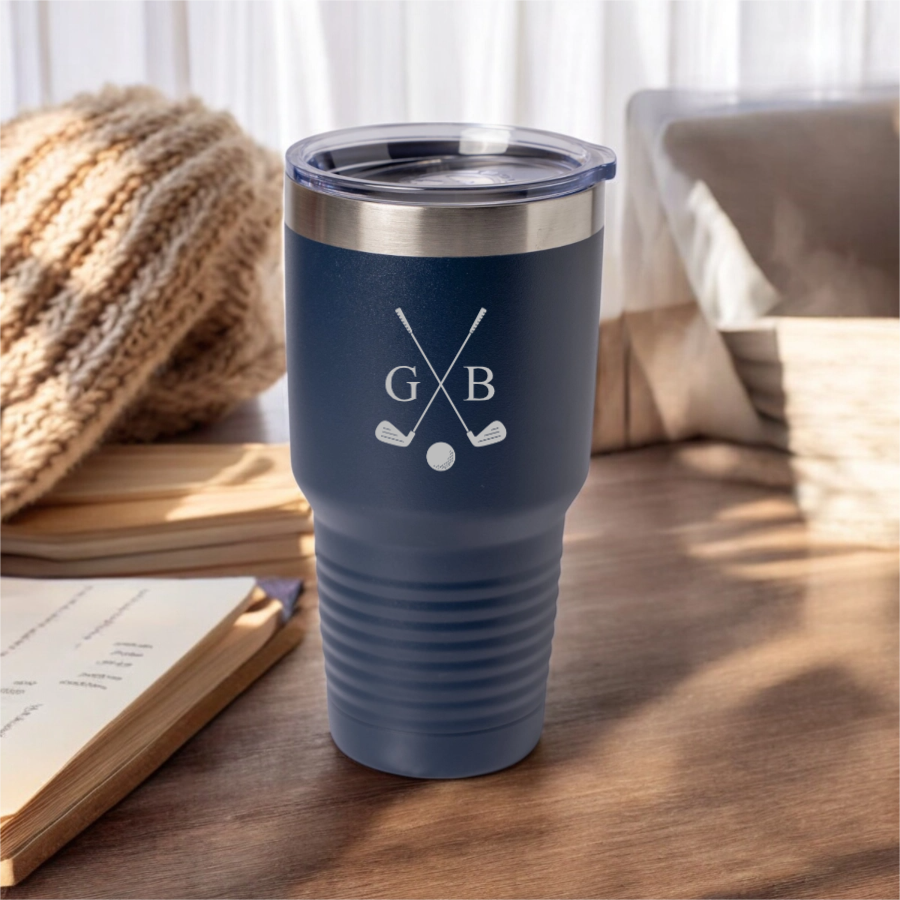Customized 30oz Golf Tumbler with Silver Lip