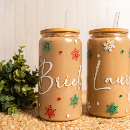 Customized Snowflake Glass Cans