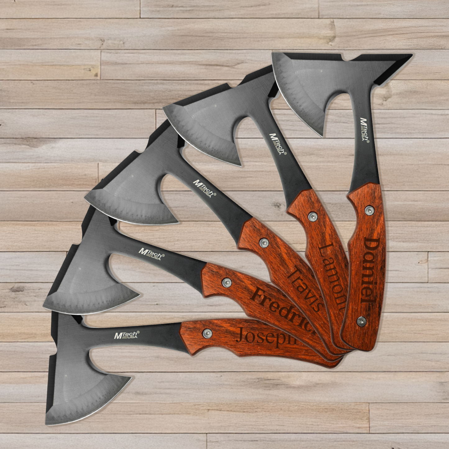 Set of 5 Engraved Axes - Groomsmen Gift
