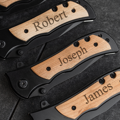 Customized Groomsmen Set of 5 Black Metal Knives
