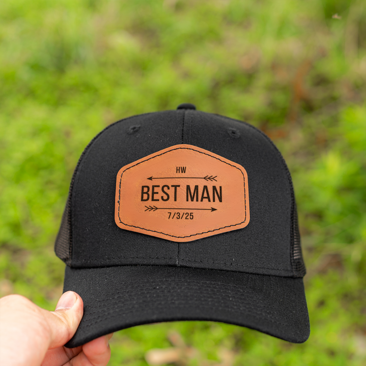 Custom Groom & Groomsmen Hats- Leather Patch
