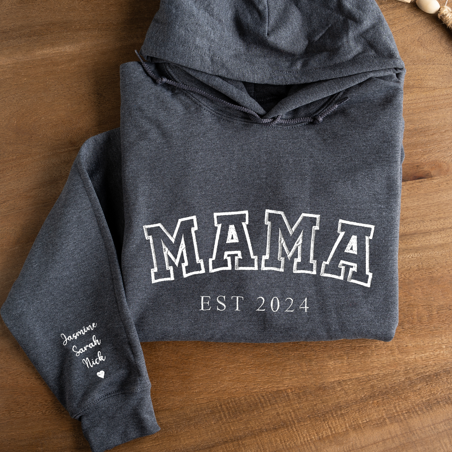 Customized Mama Hoodie with Names on Sleeve