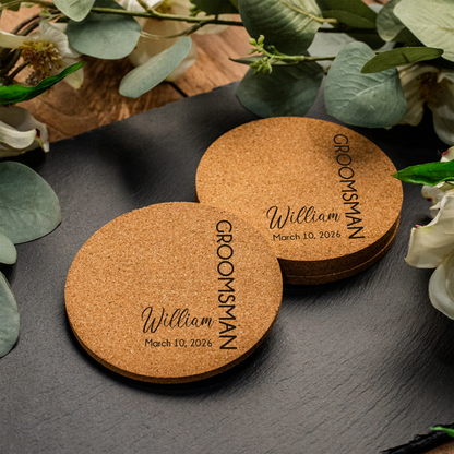 Customized Wedding Cork Coasters