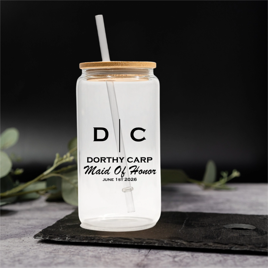 Customized Glass Cans - Groomsmen, Bridesmaids, Best Man