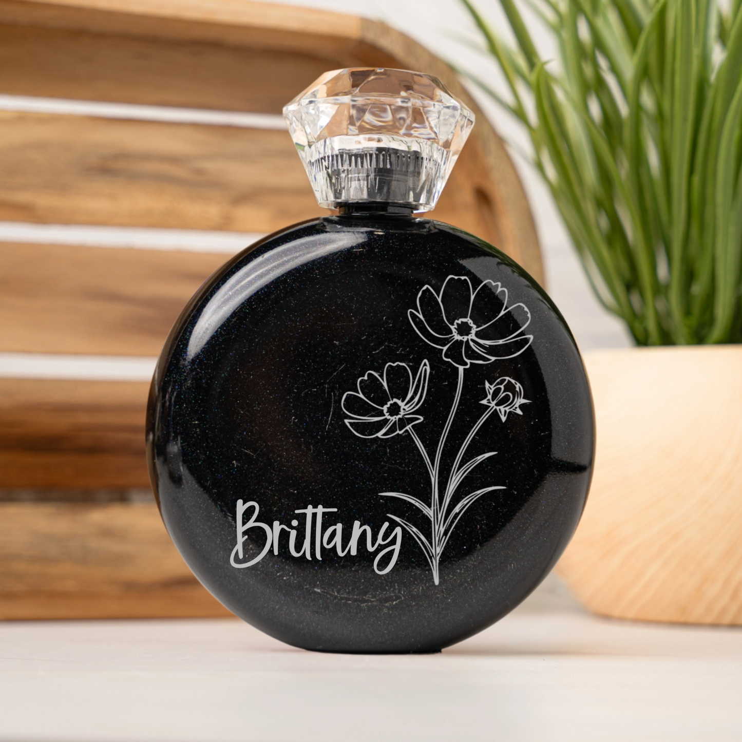 Personalized Birth Flower Glam Flask