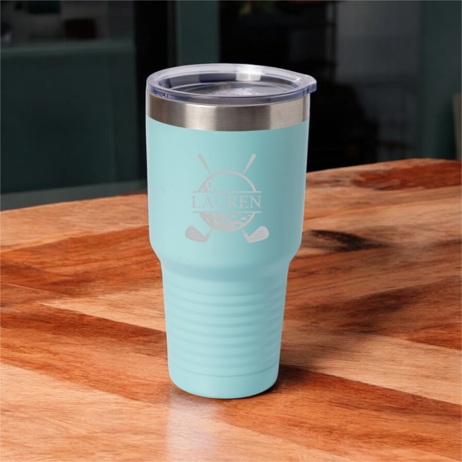 Customized 30oz Golf Tumbler with Silver Lip