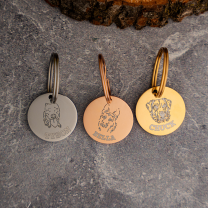 Custom Engraved Pet Portrait Keychains