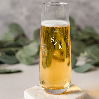 Customized Stemless Champagne Flute - Wedding Designs