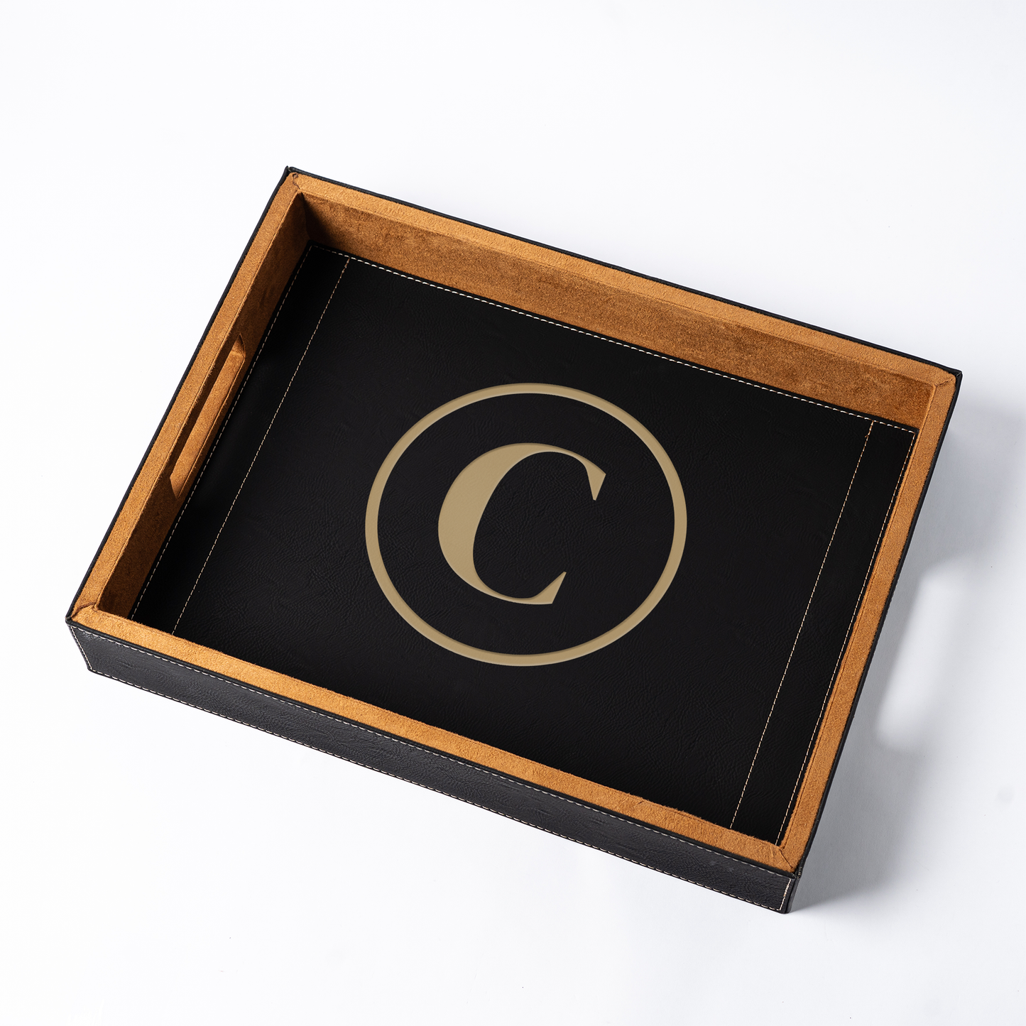 Customized Black Vegan Leather Serving Tray