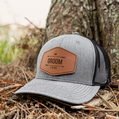 Custom Groom & Groomsmen Hats- Leather Patch