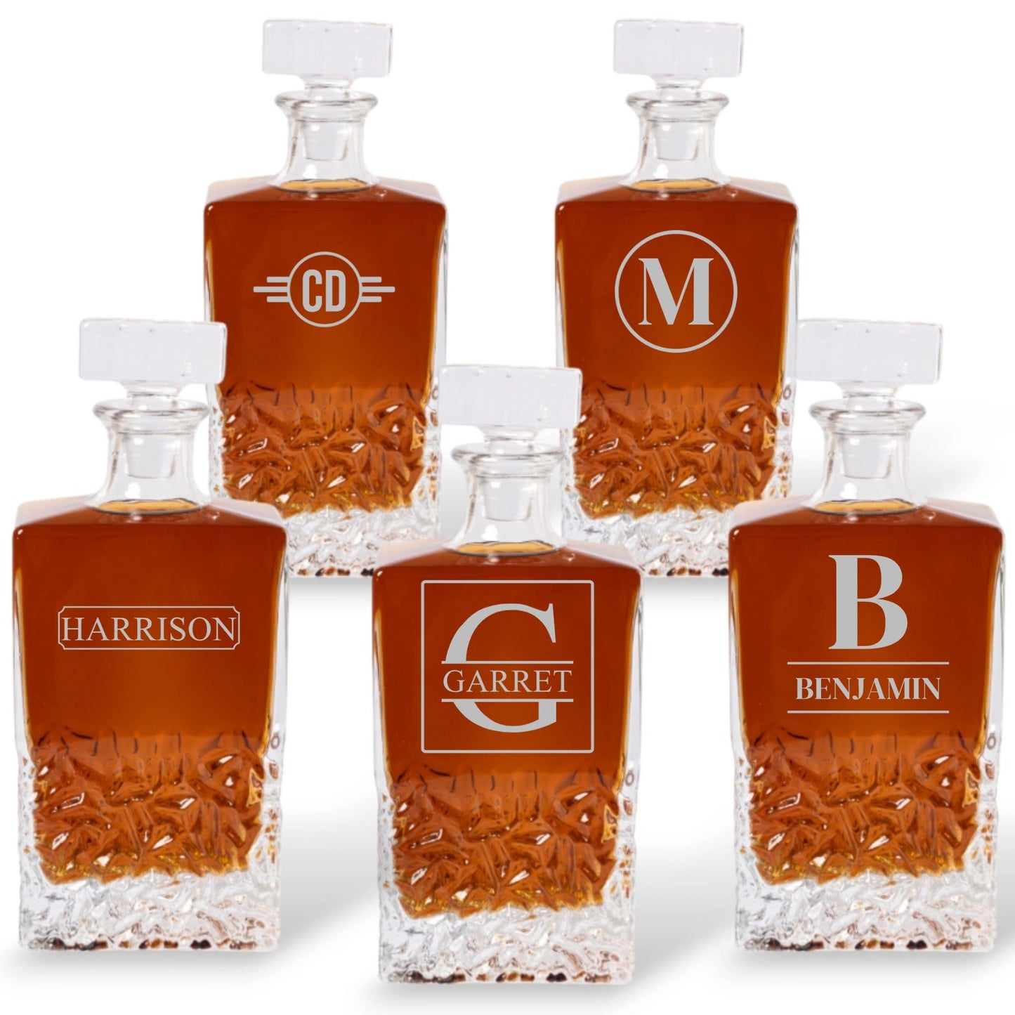 Customized Bradford 24oz. Whiskey Decanters Set of 5