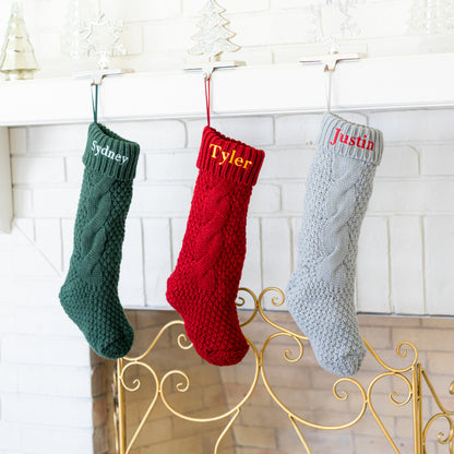 Custom Embroidered Cable Knit Christmas Stockings