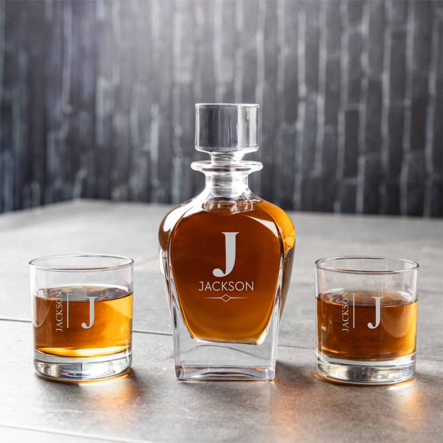 Customized Tudor Decanter Set with Whiskey Glasses
